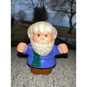 Fisher-Price Little People Santa Claus Figure Blue Coat Green Scarf Vintage Toy